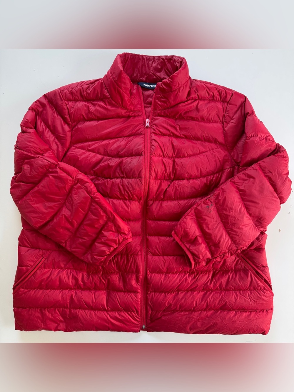 Lands End Women’s Packable Down Warm Lightweight Puffer Jacket Red Size 3X